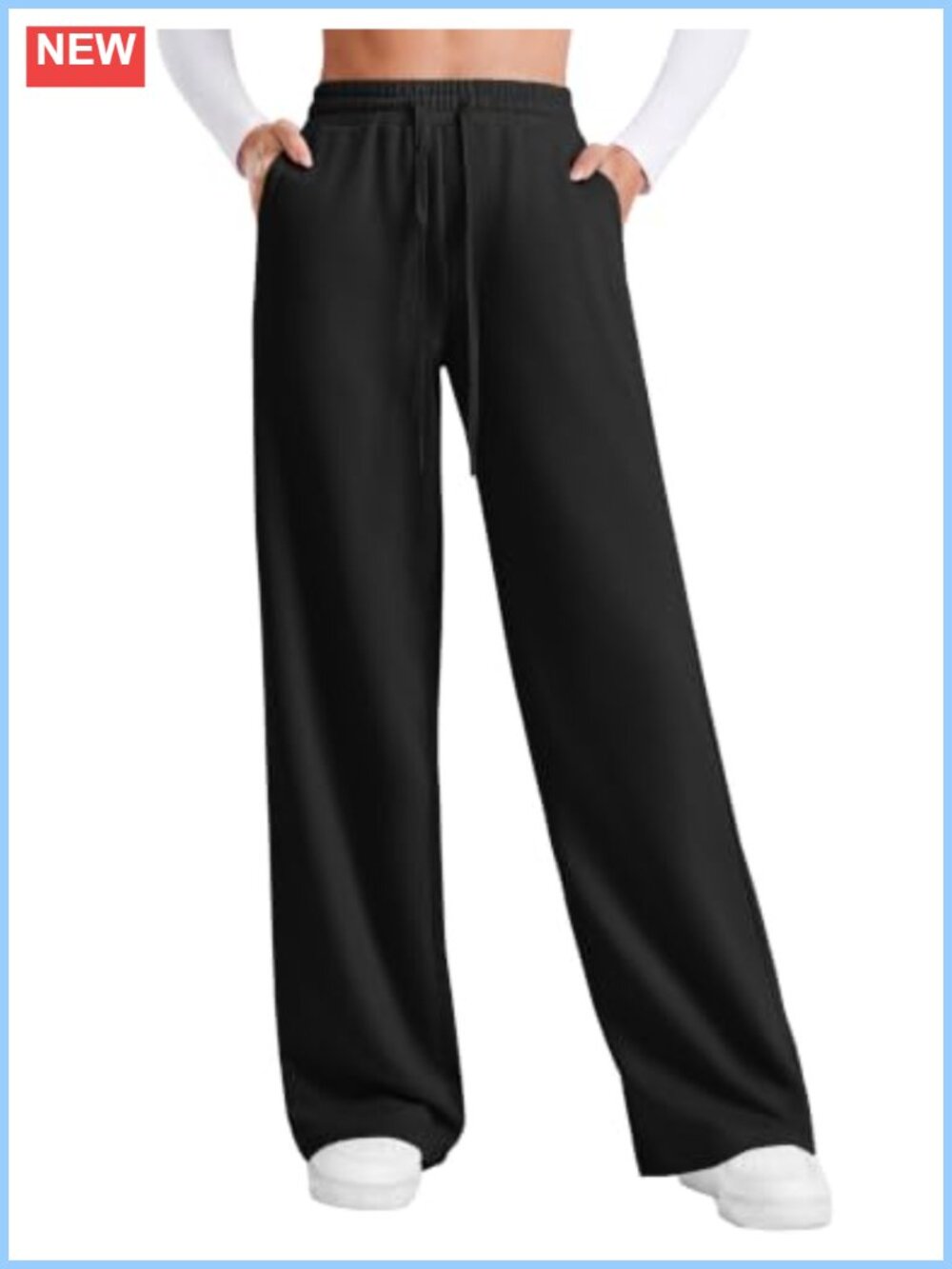 Wide Leg High Waisted Sweatpants Drawstring Pockets